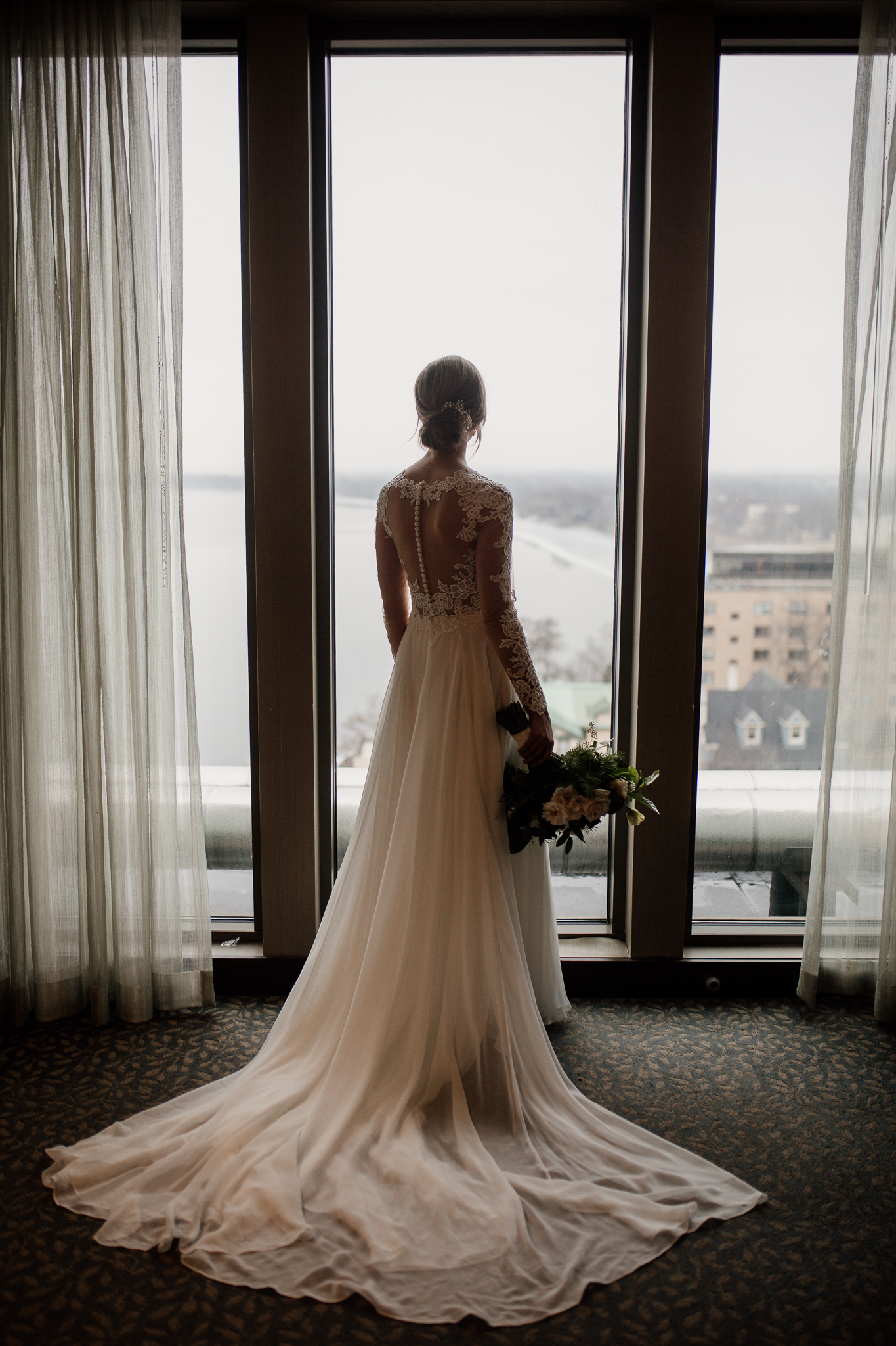 Madison Wedding Photographer's Bridal portrait at the Edgewater Hotel Madison, WI.